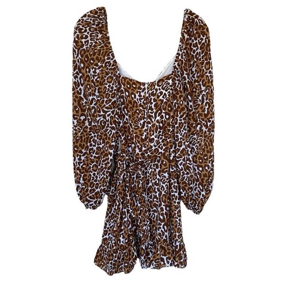 Lilly Pulitzer Lila Leopard Print Puff Sleeve Faux Wrap Ruffled Dress NWT Size 4 - Picture 5 of 9